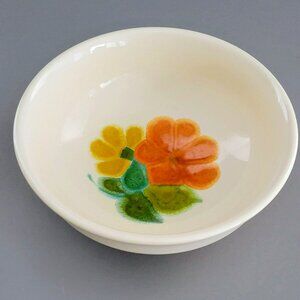 Franciscan Floral Berry Dessert Bowl, Retro c1970s USA Flower Power Bright Color
